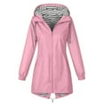 thumbnail image 7 of Rain Jacket Women Long Lightweight Waterproof Rain Coats Plus Size Windbreakers Raincoat Outdoor Travel Hooded Jacket Pink 2XL, 7 of 7