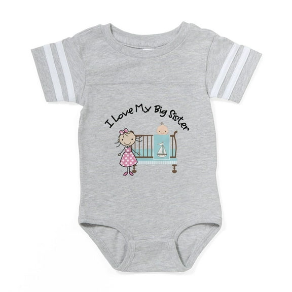 CafePress - Little Brother Big Sister - Cute Infant Baby Football Bodysuit