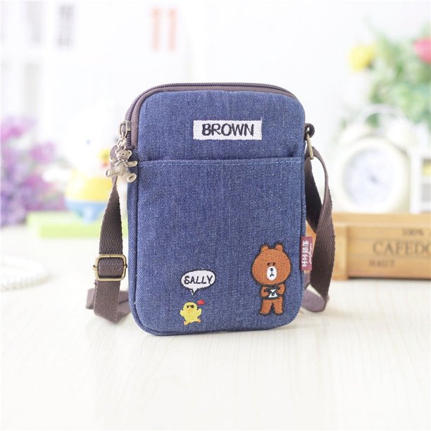 Bolso bandolera de lona para mujer, bolso bandolera con dibujos creativos distintivos para llevar en la mano, bolso bandolera de tela de doble propósito para teléfono móvil de pantalla grande