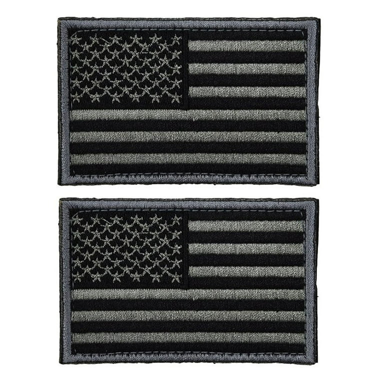 4PCS USA Flag Patch Self-Adhesive American Flag US United States of America  Uniform Emblem Patches (Charcoal Grey) 
