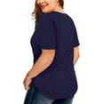 thumbnail image 3 of JYLFC Women Plus Size Shirts Short Sleeve T Shirts V Neck Summer Blouse, Navy 4XL, 3 of 4
