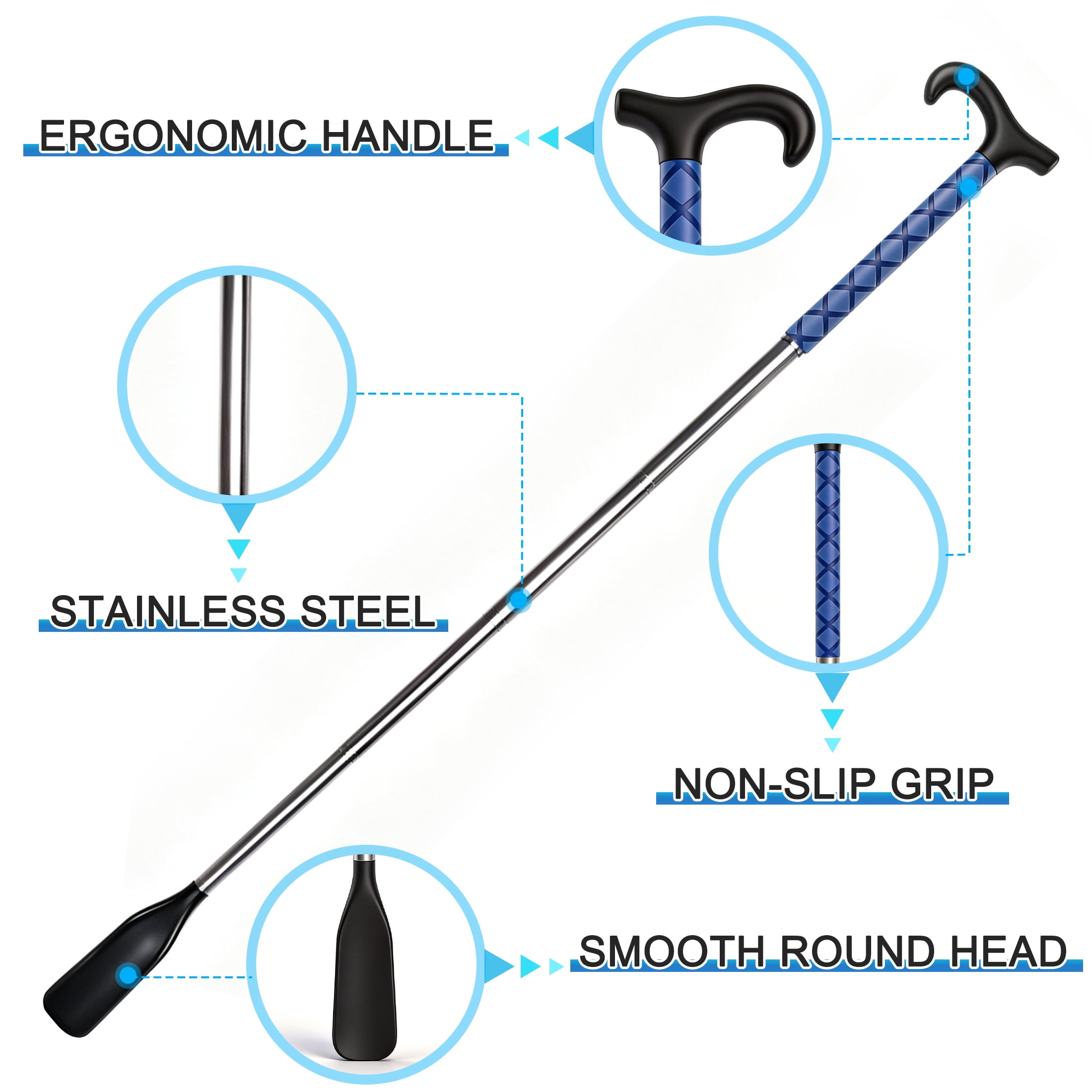 GARITIN Shoe Horn with Long Handle, Rust-Proof Stainless Steel Shoe Helper for Seniors Men & Pregnant Women