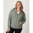 thumbnail image 2 of Hanes Just My Size EcoSmart Women's Full-Zip Fleece Hoodie (Plus ) Stonewashed Green 1X, 2 of 6