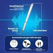 Outsmart Gadgets Digital Pen Voice Recorder - Audio Recordings - 1 Click Operation - Portable USB Playback - 16GB Storage - 250 Audio Hours - Audio Recorder for Lectures and Meetings and MP3 Player