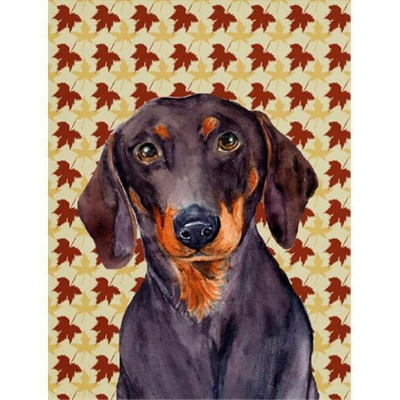 11 x 15 In. Dachshund Fall Leaves Portrait Flag, Garden Size