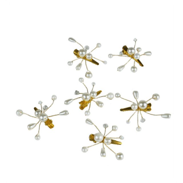 AW BRIDAL Clip de pelo de novia Peine de pelo de boda Accesorios de pelo de boda de perlas para novias Niña de las flores Piezas de pelo de novia para tocados de boda 6 piezas (Oro) MFZFUKR YZY1068