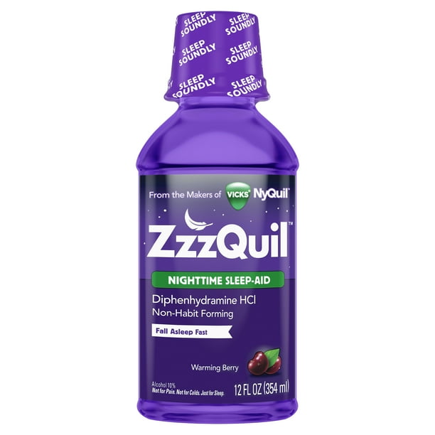 Vicks ZzzQuil Nighttime Sleep Aid Liquid, Warming Berry, 12 fl oz