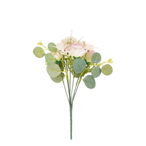 ZTTD 1 Bunches 7 Heads Artificial Flowers Small Roses with Leaf Bouquet for Valentines Decoration Kitchen Wedding Office