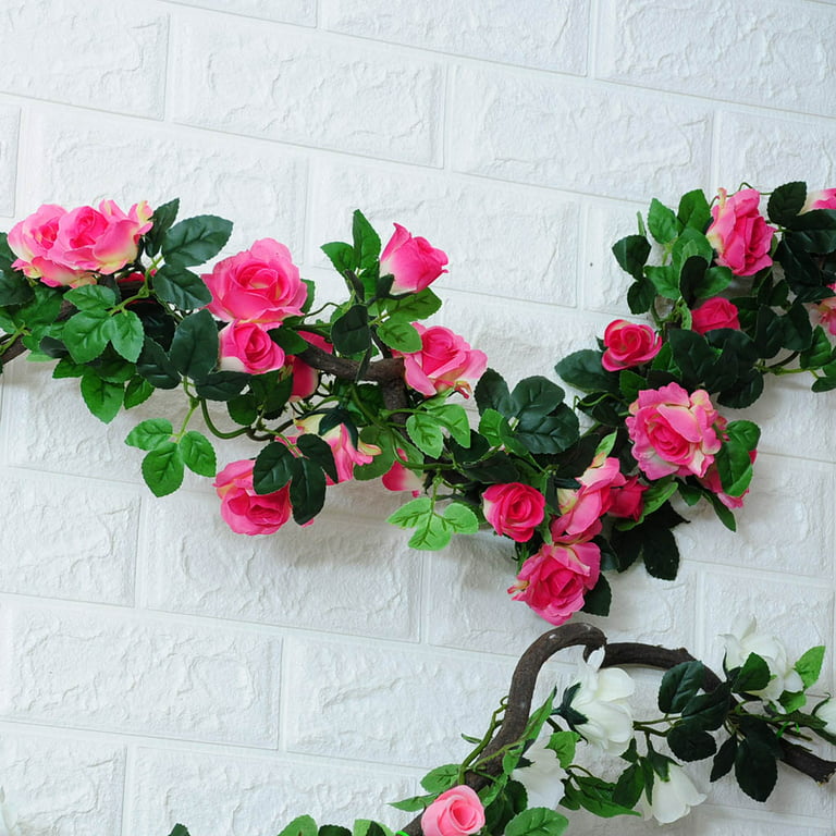 Artificial Rose Vine Flowers with Green Leaves Silk Rose Hanging