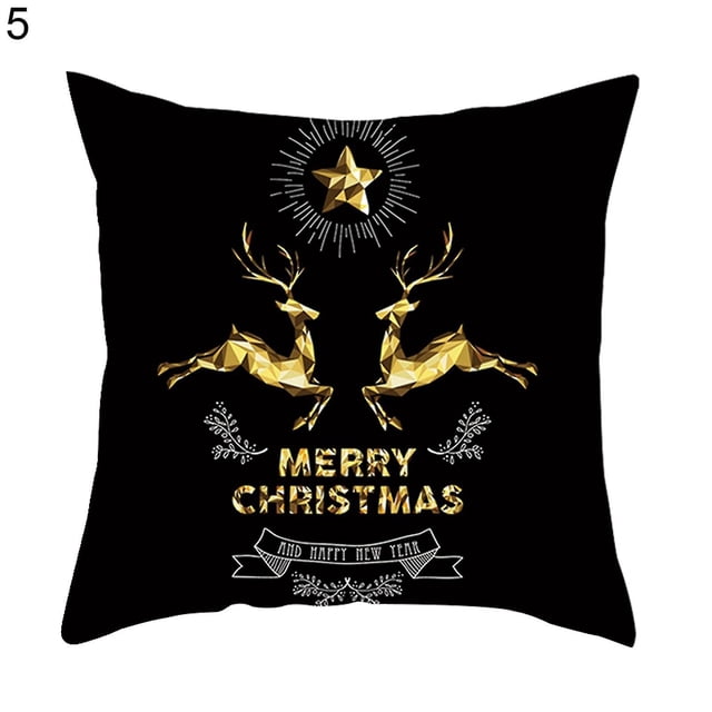 Funda de almohada con estampado de ciervos, funda de cojín de poliéster decorativa elástica para el hogar