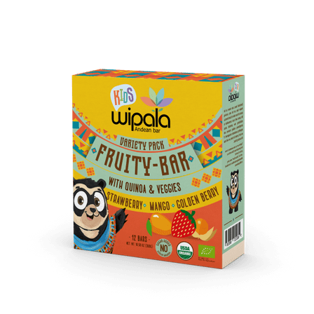 Wipala Kids Variety Fruity Bars. Vegan, Organic, Gluten Free, 12 Ct