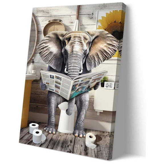Funny Elephant Poster Bathroom Wall Decor Artwork Kitchen Vertical Canvas Bedroom Print Pictures for Hallway Wall Painting Panel Giclee Print