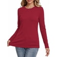 thumbnail image 2 of MOSHU 3 Pack Plus Size T Shirts for Women Ribbed Long Sleeve Shirts Crew Neck Slim Fit Undershirts Casual Fall Tight Tops, 2 of 8