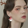thumbnail image 2 of Red Green Christmas Drop Dangle Earrings for Women Gold-Toned Long Chain Jingle Bell Wreath Snow Santa Claus Round Ball Dangling Fish Hook Studs Earring Funny Xmas Holiday Jewelry, 2 of 11