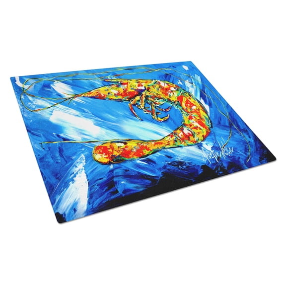 Caroline's Treasures Ice Blue Shrimp Glass Cutting Board Large
