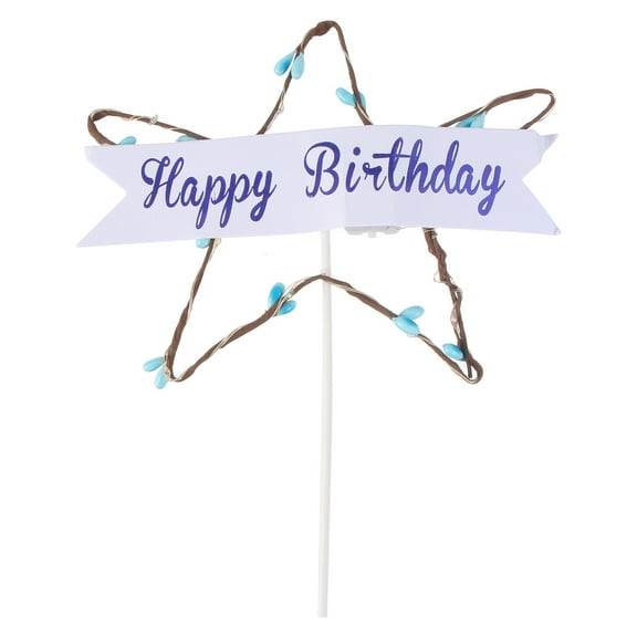 Led Cake Toppers, 1pc LED Illuminated Five-pointed Star Cake Toppers Cake Inserted for Party Decoration (Blue)