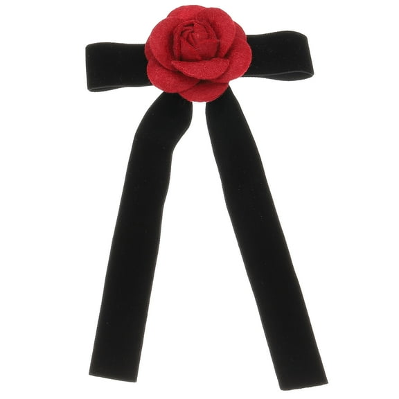 Uxcell Women's Camellia Flower Brooches Faux Wool Bow Pins Brooches with Ribbon, Red