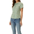 thumbnail image 4 of MODA NOVA Women's Retro Peter Pan Collar Button Front Floral Print Blouse Green XL, 4 of 6