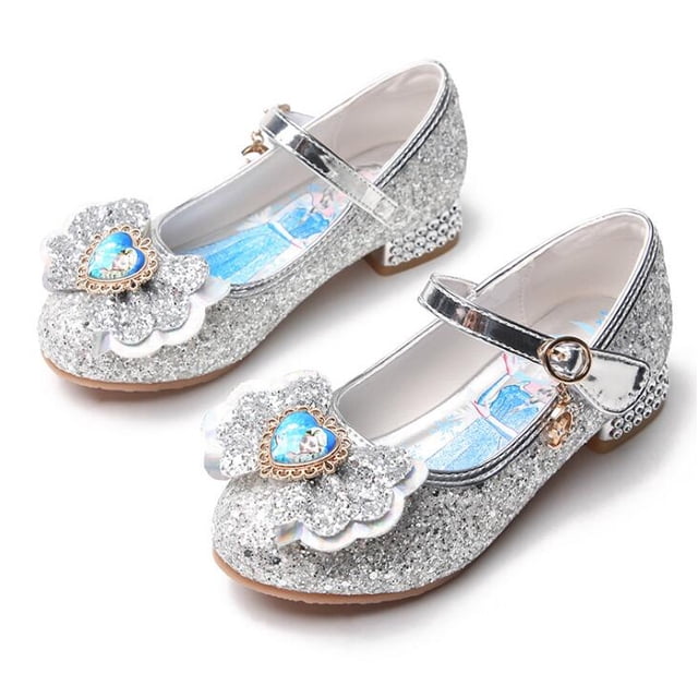 Zapatos de cuero para niños de Disney, zapatos de vestir de boda para niñas, zapatos de baile con lazo de princesa Frozen Elsa para niñas, zapatos casuales, Sandals24-Insole 16CM Gao Jinjia LED
