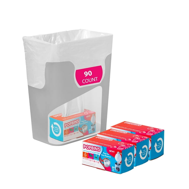 Bolsas de basura POPBINS Small Basura de 4 galones, paquete de 3, transparentes
