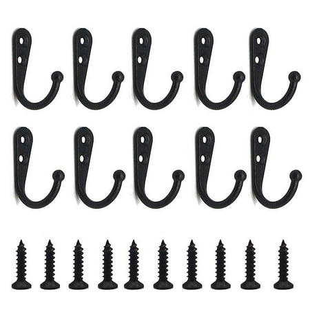 FanShow 10 Pieces Black Single Hooks Wall Hooks Black Coat Hook Fitted ...