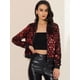 thumbnail image 3 of Women's Sequin Long Sleeve Zipper Up Glitter Bomber Jacket Red XS, 3 of 6