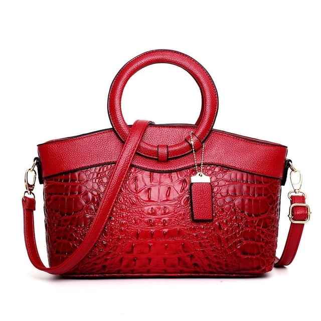 Bolso de mano para mujer, con estampado de cocodrilo, con anilla y bandolera inclinada, para mujer