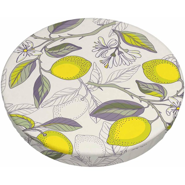 Velvet Bar Stool Covers Round Stool Cushion Covers Stool Chair Covers Barstool Covers Slipcovers, Stretchy & Elastic Edge Soft Fabric Machine Washable, Dia 14 Inch, Yellow Lemon Retro
