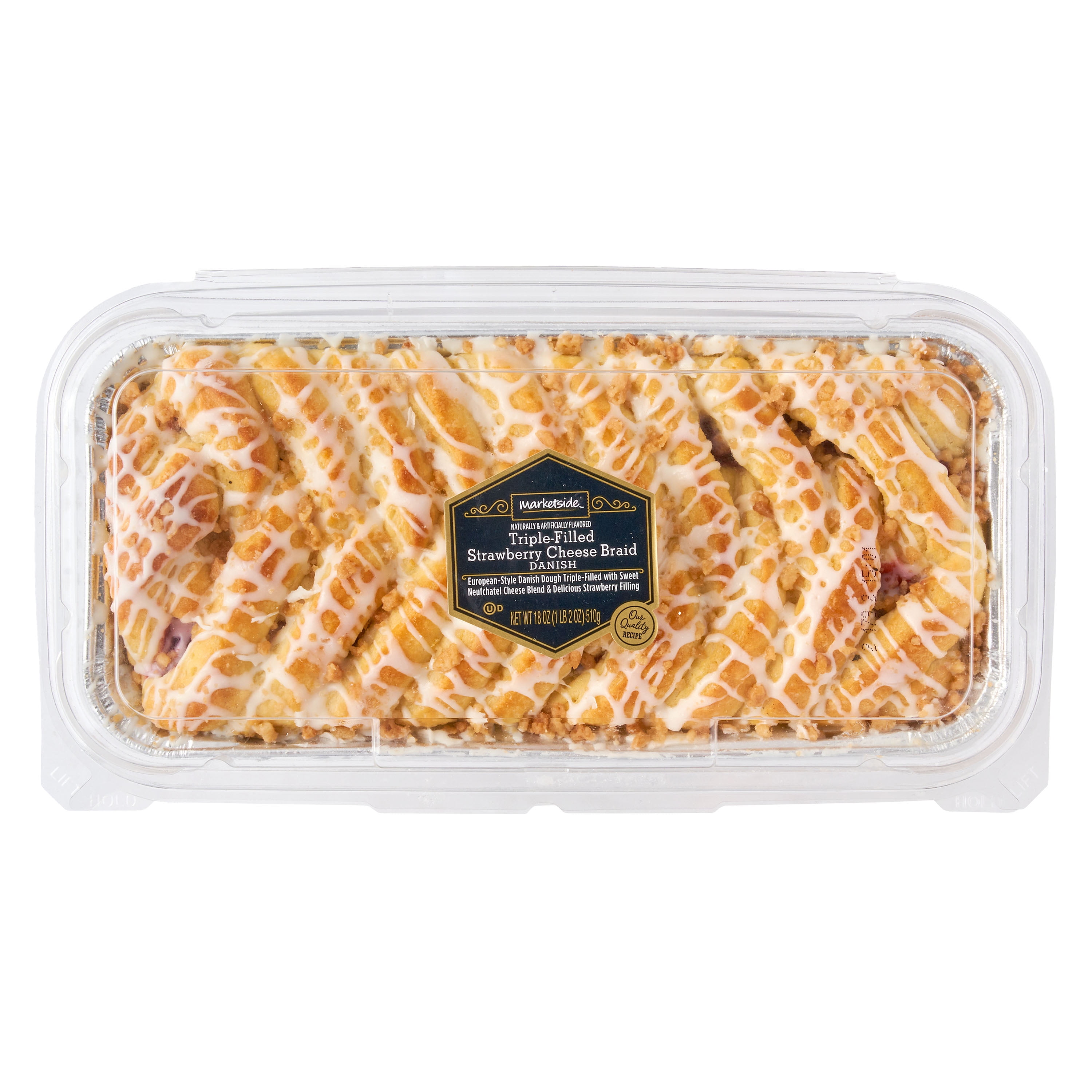 Marketside Triple-Filled Strawberry Cheese Braid Danish, 18 oz