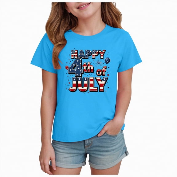 Ccpelsie Kids Tie Dye Shirts for Boys Girls Outfit Clothes Children Short Sleeve Tees Independence Day T-Shirt(Blue,13-14 Years)