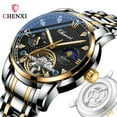 thumbnail image 3 of EXPLOJOY Men's Tourbillon Mechanical Watch – Hollow Dial with Moon Phase and Waterproof Steel Band, 3 of 9