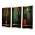 thumbnail image 3 of Designart "Urban Solitude under the Full Moon III" Modern Geometric Framed Wall Art Set Of 3 - Green Abstract Geometric Frame Canvas Set For Living Room Decor, 3 of 6