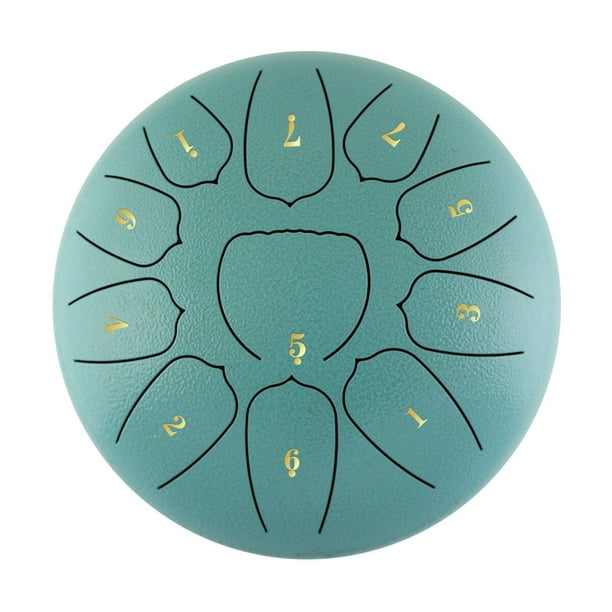 Tambor de acero Tambor de lengua de acero de 10 pulgadas, tambor de mano de 11 notas con mazo de tambor, púas para dedos, percusión para meditación y Yoga Meterk Tambor de acero