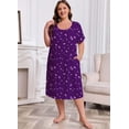 thumbnail image 4 of FEREMO 3 Pack Women's Plus Size Nightgown Short Sleeve Sleepwear Pleated with Pockets Sleepshirts, 4 of 8