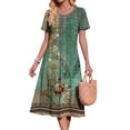 thumbnail image 3 of Fantaslook Pleated Summer Dresses for Women Short Sleeve A Line Midi Dress Flowy Floral Sundress Casual Dress with Pockets, 3 of 10