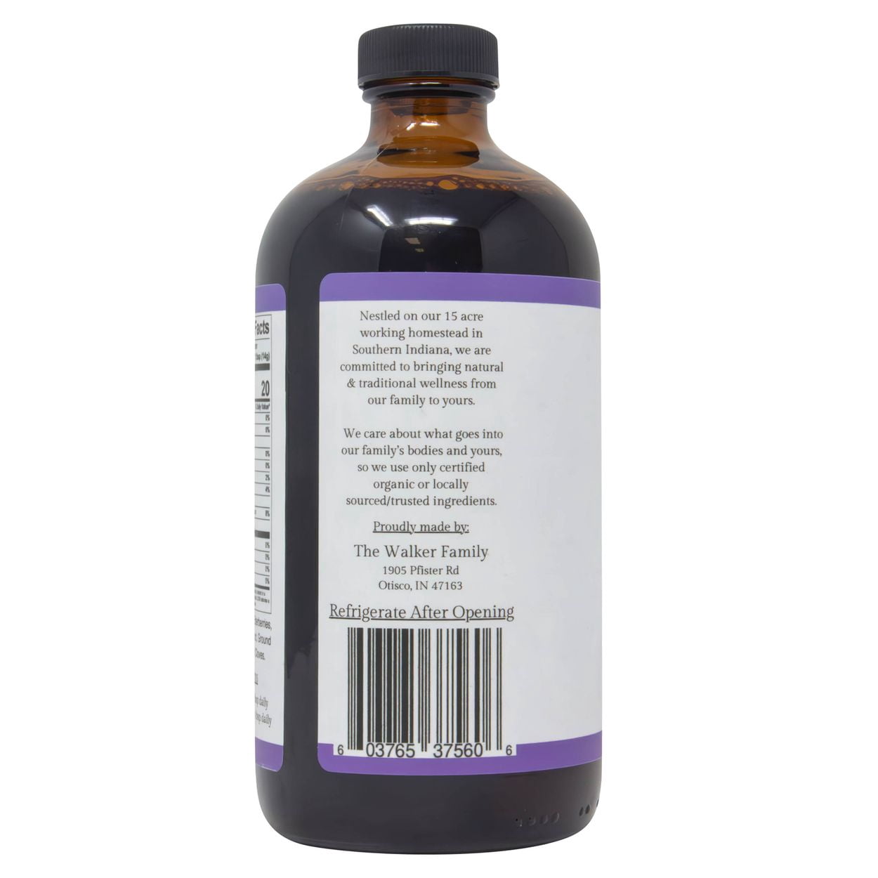 Abby's Elderberry - Elderberry Syrup with Honey -16 floz glass