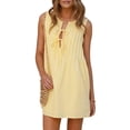 thumbnail image 3 of Female Ruched Mini Dresses Tie Front Layered Dresses Yellow L, 3 of 10