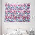 thumbnail image 1 of Garden Decor Tapestry, Doodle Peonies Tulips Berries Bugs Botanic Artistic Display, Wall Hanging for Bedroom Living Room Dorm Decor, 80W X 60L Inches, Sky Blue Magenta Violet Blue, by Ambesonne, 1 of 2