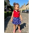 thumbnail image 4 of BemeyourBBs Toddler Baby Girl 4th of July Outfit I Love USA Patriot Independence Day Outfit Infant Baby Girl Summer Clothes Sleeveless Lapel Ribbed Tank Tops Star Heart Print Pleated Skirt Set, 4 of 9
