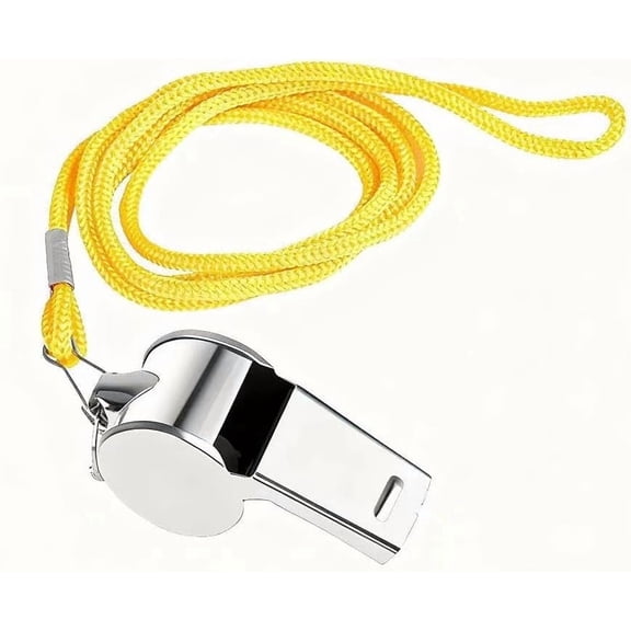 Professional Chrome Metal Sports Whistle with Orange Lanyard - Durable Referee & Coach Equipment for Clear Sound in All Weather