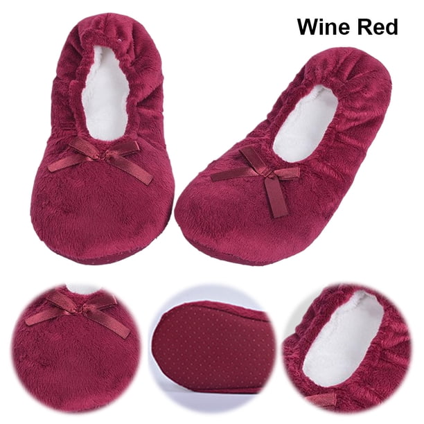 Invierno Mujer Bailarina Niñas Felpa (Vino 24CM (35-36)) Rojo