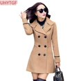 thumbnail image 2 of Chaqueta de lana para mujer, ropa de longitud media, abrigos de lana ajustados, prendas de vestir elegantes salvajes de talla grande, otoño e invierno, 2 of 5