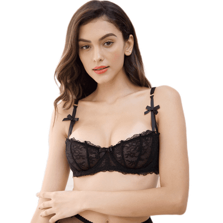 

Varsbaby Women s Cute Demi-Cup Bralette and Lace G-Strings Set