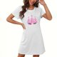 thumbnail image 2 of Camisón corto de talla grande para mujer, camisón de manga corta con estampado en el pecho, camisón corto, 2 of 3