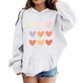 thumbnail image 3 of SonxaHe Toddler Girl Hooded Sweatshirt Long Sleeve Love Print Soft Comfy Overiszed Autumn Hoodie with Pocket White,Sized 3-4, 3 of 3