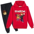 thumbnail image 3 of Suéter de manga larga para niños, ropa ROBLOX, Sudadera con capucha para niños y niñas de mediana edad, pantalones, traje de suéter, 2 piezas, 3 of 3