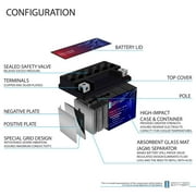 YTX4L-BS - 12 Volt 3 AH, 50 CCA, Rechargeable Maintenance Free SLA AGM Motorcycle Battery