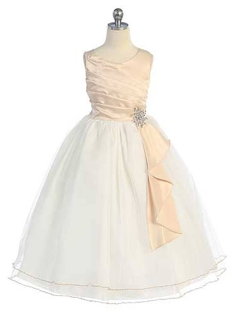 New Baby Girls Shantung Pink Dress Wedding Birthday Formal Pageant Party 219F 