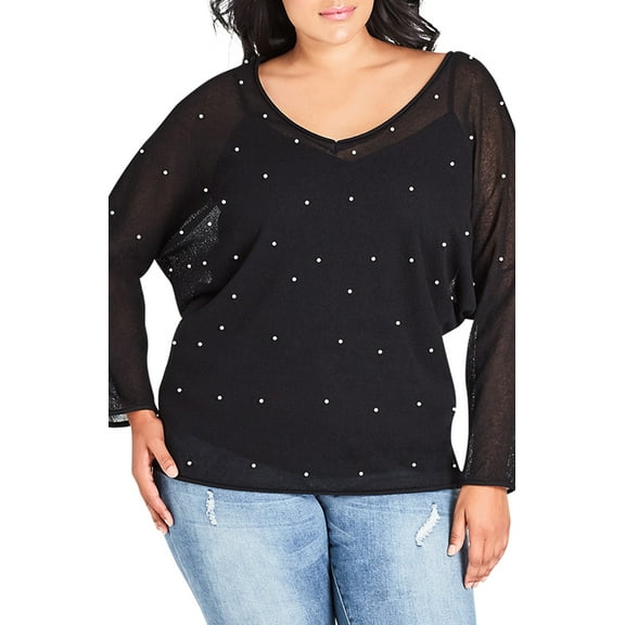 City Chic BLACK Women's Embellished Sweater, US Large