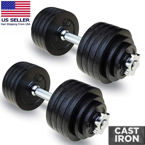 Bezienswaardigheden bekijken bezoek diagonaal Fitness Maniac USA Adjustable Dumbbells Set Cast Iron Weight 200, 105, 65  lbs - Walmart.com